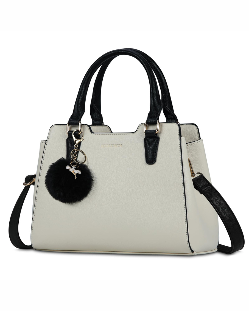 Camille Sac à Main Femme – Sac en Cuir PU Multipoches Bandoulière Réglable avec Pampille