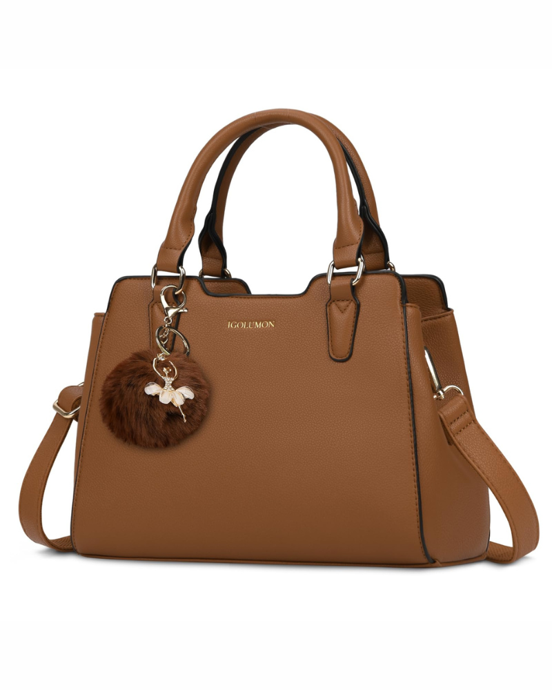 Camille Sac à Main Femme – Sac en Cuir PU Multipoches Bandoulière Réglable avec Pampille