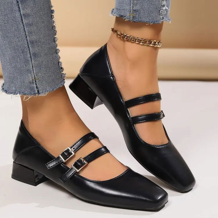 Clara Ballerines Femme – Chaussures Élégantes à Double Brides avec Coupe Confortable