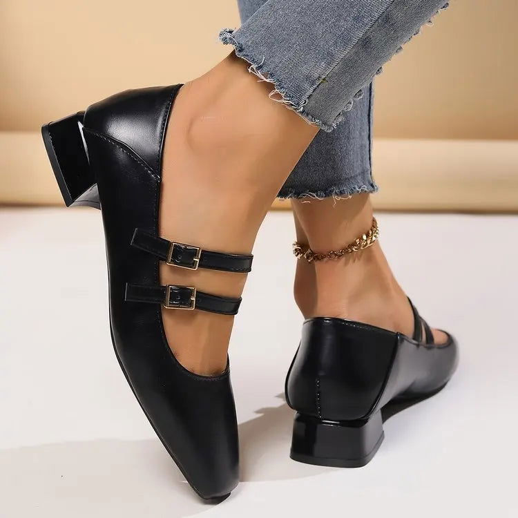 Clara Ballerines Femme – Chaussures Élégantes à Double Brides avec Coupe Confortable