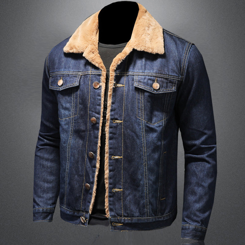 Ethan Veste en Denim Homme – Jean Doublé Chaud à Coupe Classique avec Fermeture à Boutons