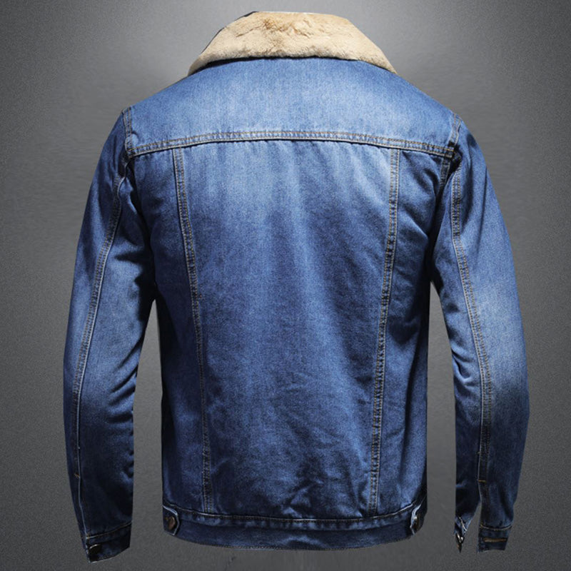 Ethan Veste en Denim Homme – Jean Doublé Chaud à Coupe Classique avec Fermeture à Boutons