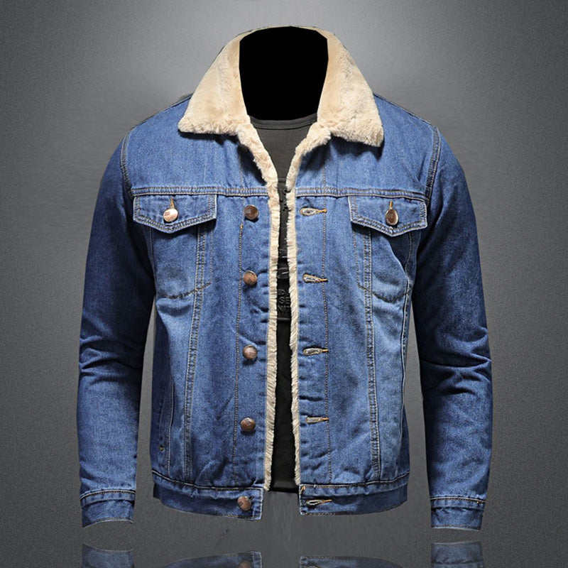 Ethan Veste en Denim Homme – Jean Doublé Chaud à Coupe Classique avec Fermeture à Boutons