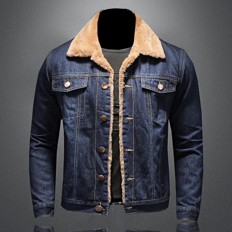 Ethan Veste en Denim Homme – Jean Doublé Chaud à Coupe Classique avec Fermeture à Boutons