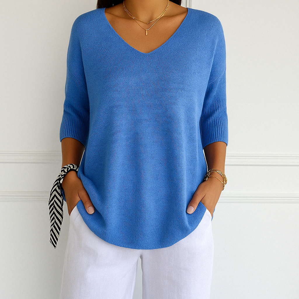 Harper Pull Col V Femme – Maille Fine, Doux & Élégant pour un Style Raffiné