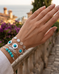 Bracciale Fallon Donna – Bracciale a Catena Turchese con Motivo Foglia Floreale in Lega d'Acciaio