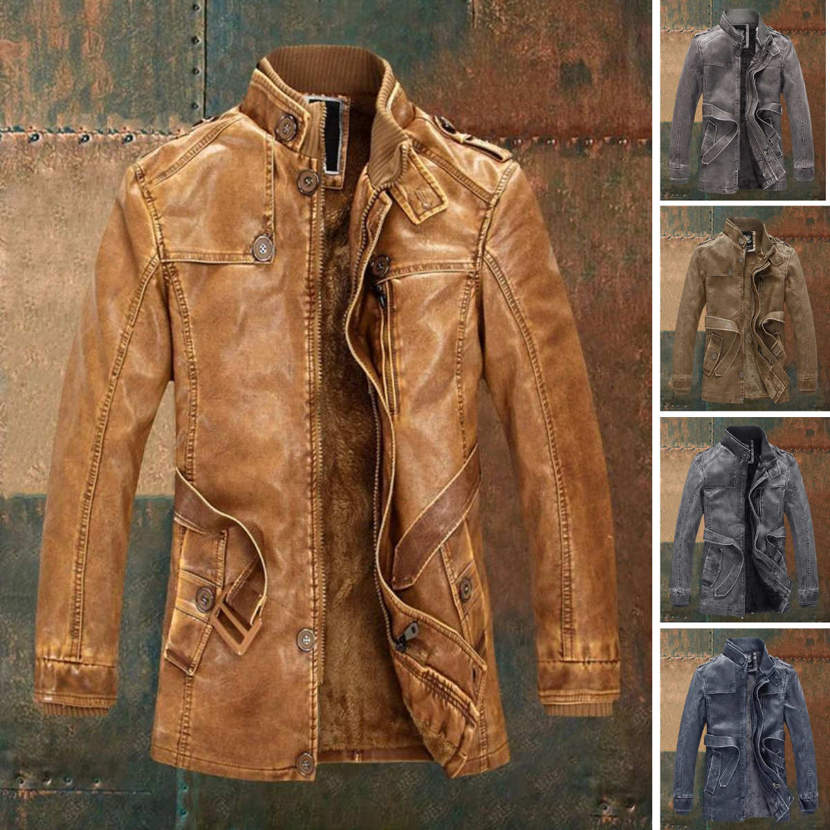 Damien Veste Homme en Cuir Vintage – Blouson Rétro avec Doublure Chaude & Fermeture Zippée