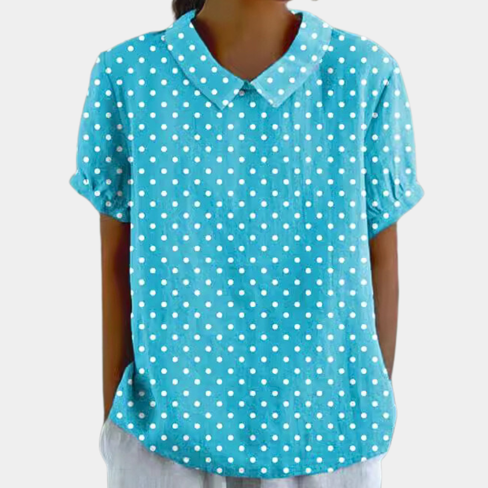 Maelis Blouse Femme – Blouse Décontractée à Manches Courtes avec Imprimé Floral Champêtre et Col Rond