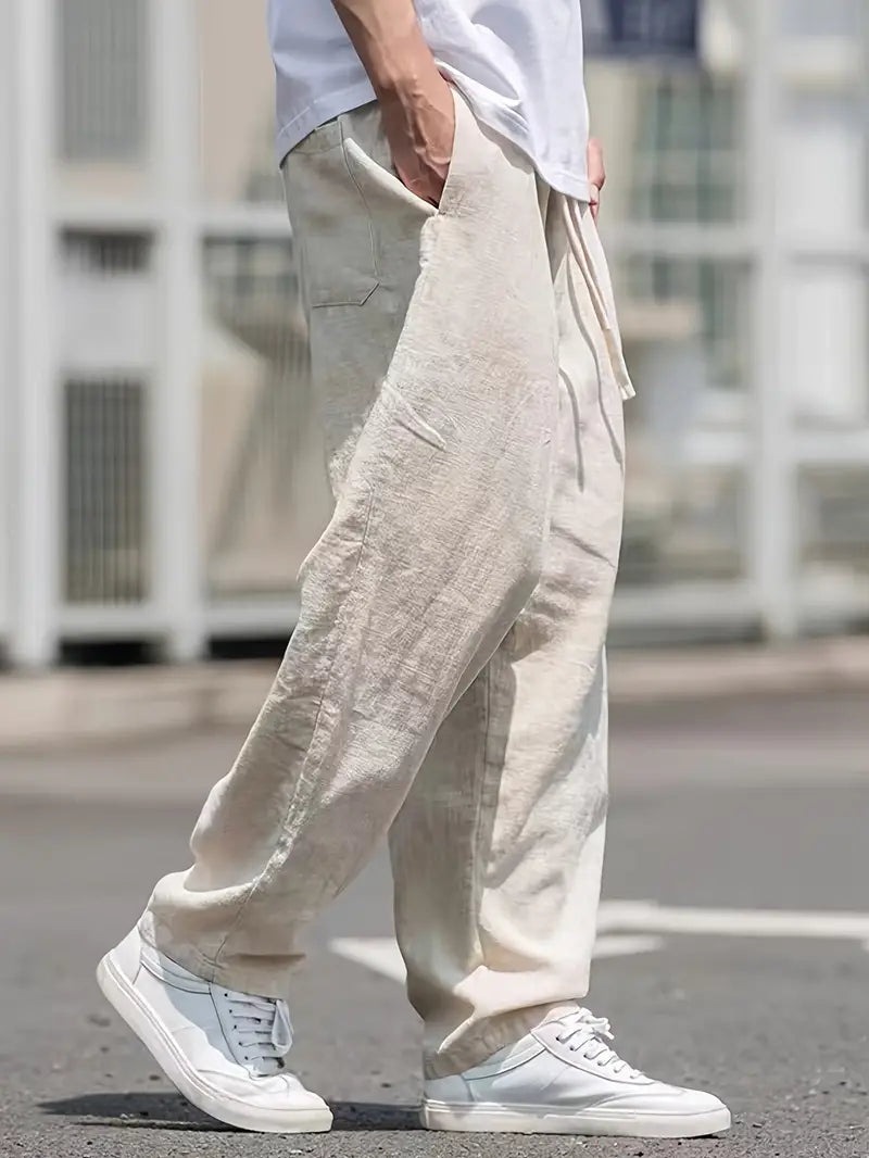 Logan Pantalon en Lin Homme – Pantalon Léger à Coupe Ample avec Confort Respirant & Style Décontracté