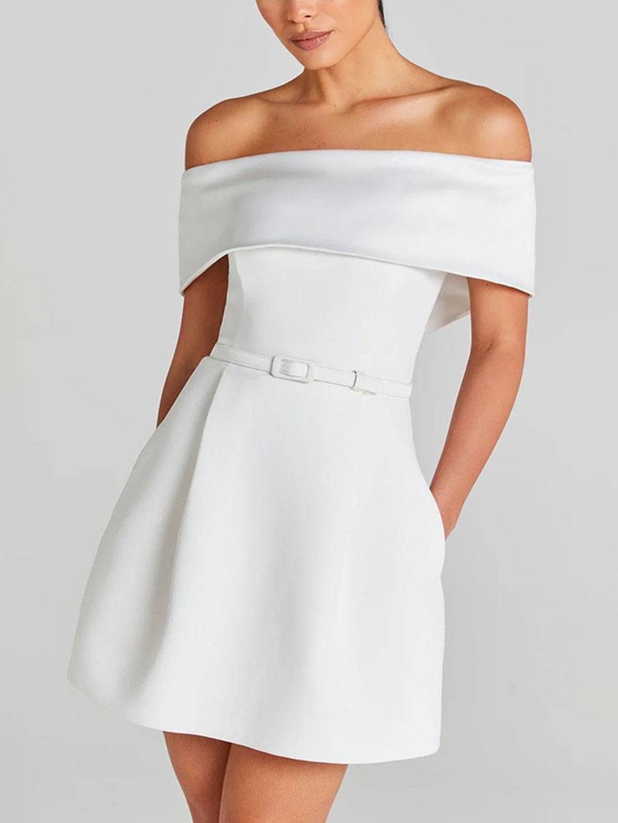 Victoria Robe de Cocktail Femme – Robe Patineuse à Encolure Bateau avec Coupe Élégante
