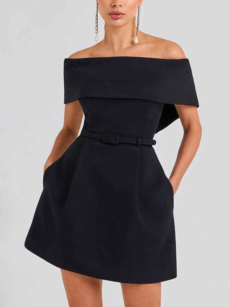 Victoria Robe de Cocktail Femme – Robe Patineuse à Encolure Bateau avec Coupe Élégante