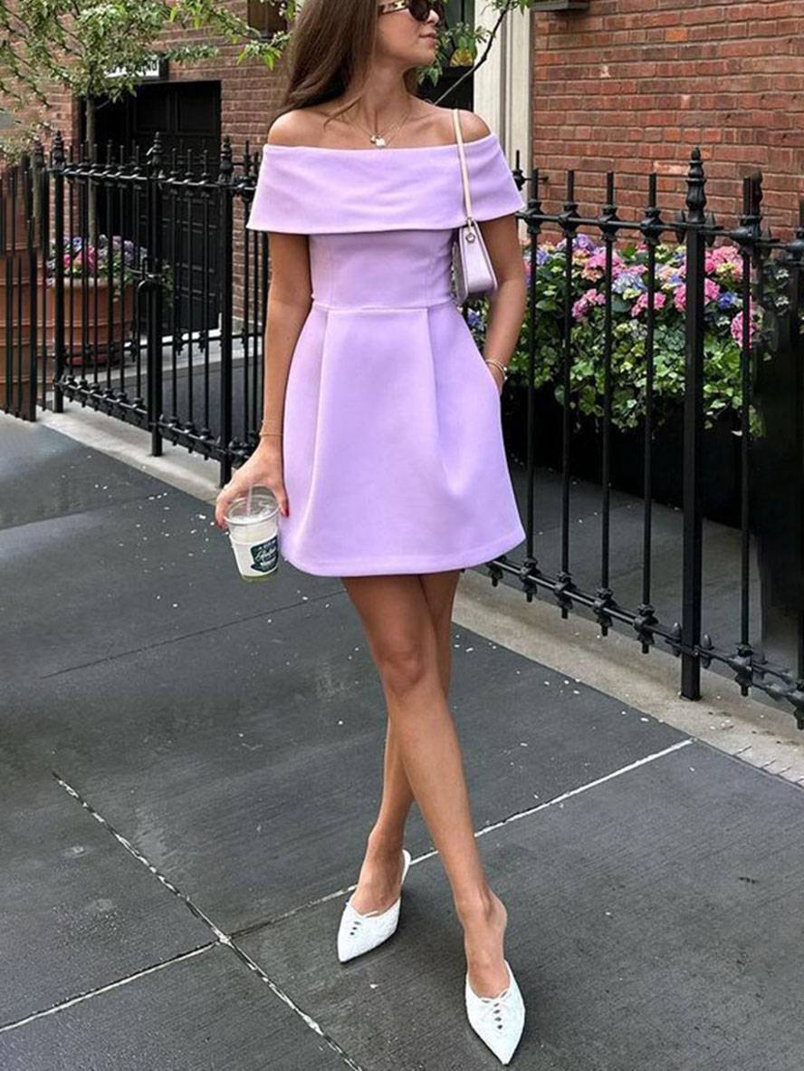 Victoria Robe de Cocktail Femme – Robe Patineuse à Encolure Bateau avec Coupe Élégante