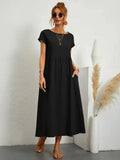 Hannah Robe Longue Femme – Robe d'Été Fluide en Coton Mélangé avec Coupe Élégante