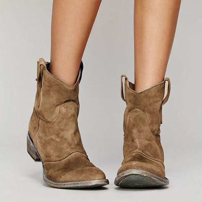 Jessica Bottes Femme – Boots en Daim Élégantes avec Talon Bloc Confortable & Style Intemporel