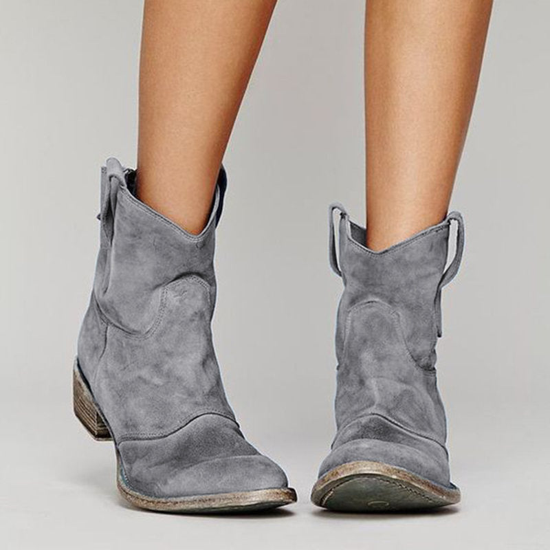 Jessica Bottes Femme – Boots en Daim Élégantes avec Talon Bloc Confortable & Style Intemporel