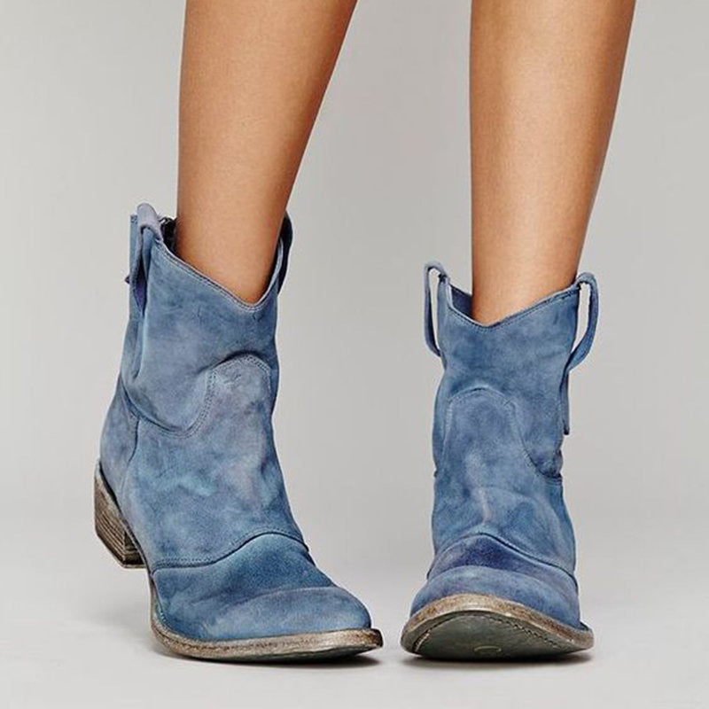 Jessica Bottes Femme – Boots en Daim Élégantes avec Talon Bloc Confortable & Style Intemporel