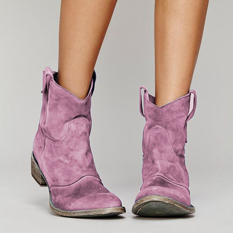 Jessica Bottes Femme – Boots en Daim Élégantes avec Talon Bloc Confortable & Style Intemporel