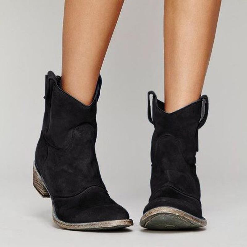 Jessica Bottes Femme – Boots en Daim Élégantes avec Talon Bloc Confortable & Style Intemporel