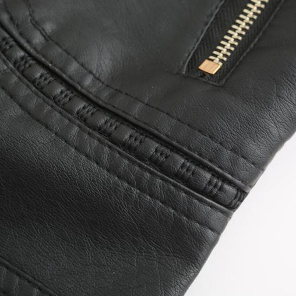 Avery Veste Femme en Cuir – Veste Élégante à Col Montant avec Fermeture Éclair & Style Intemporel