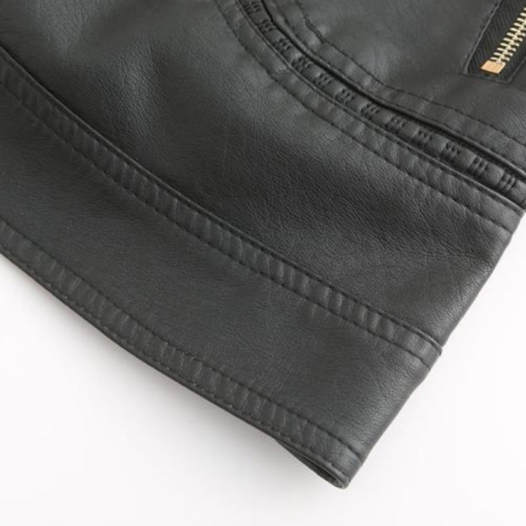 Avery Veste Femme en Cuir – Veste Élégante à Col Montant avec Fermeture Éclair & Style Intemporel