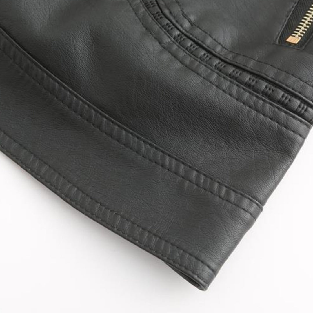Avery Veste Femme en Cuir – Veste Élégante à Col Montant avec Fermeture Éclair & Style Intemporel