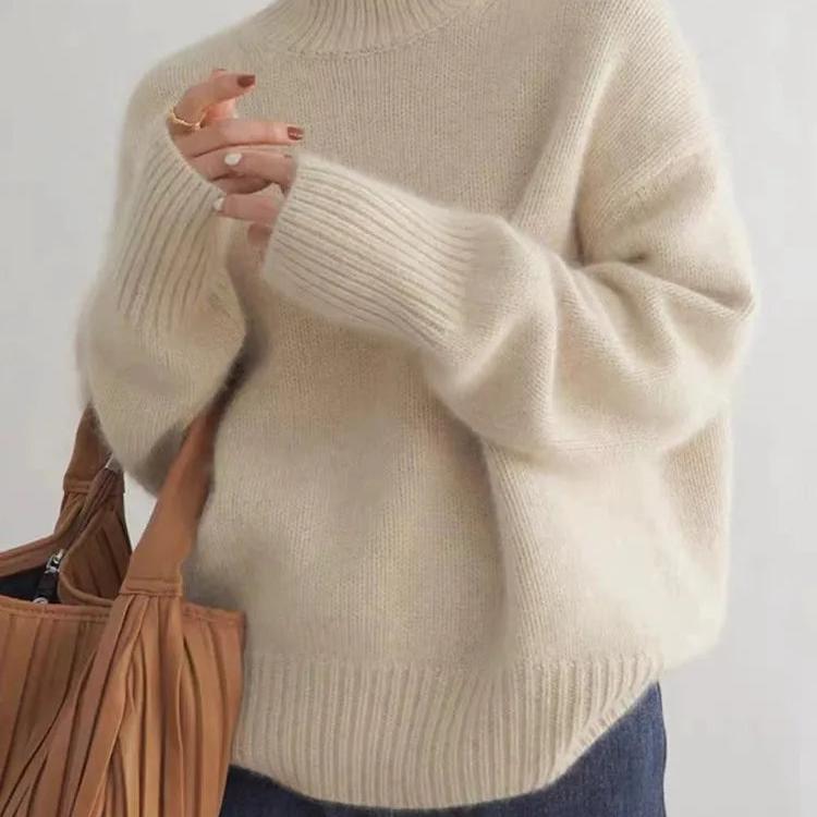 Madison Pull Femme en Cachemire – Pull Col Roulé Oversize 100 % Cachemire Doux et Élégant