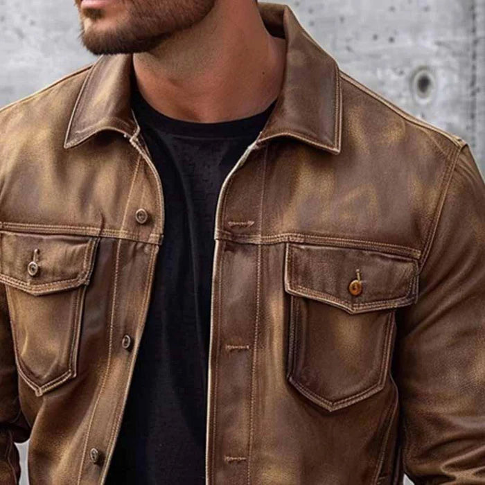 James Veste Homme Vintage – Veste en Cuir Élégante et Durable au Style Intemporel