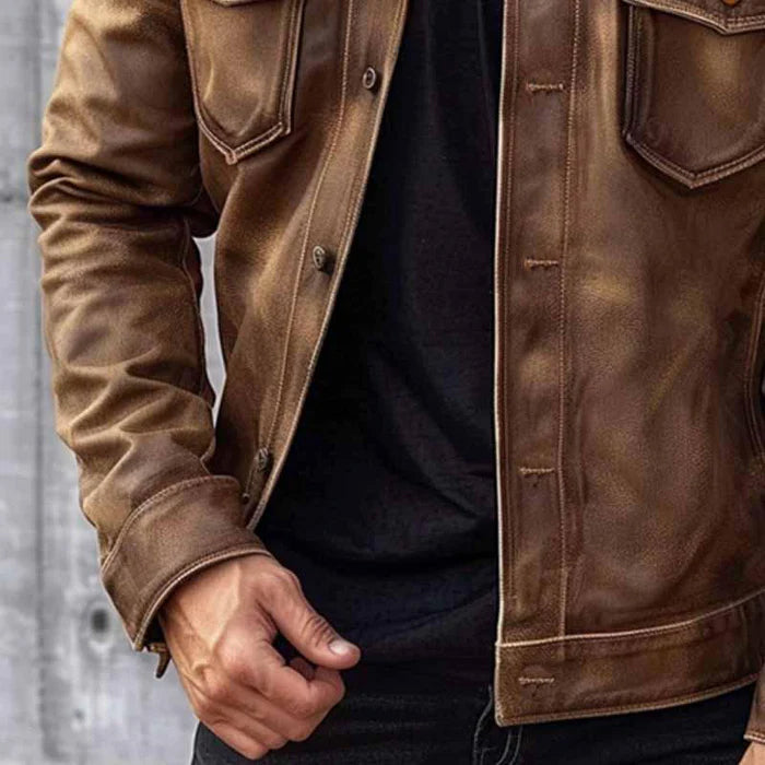 James Veste Homme Vintage – Veste en Cuir Élégante et Durable au Style Intemporel