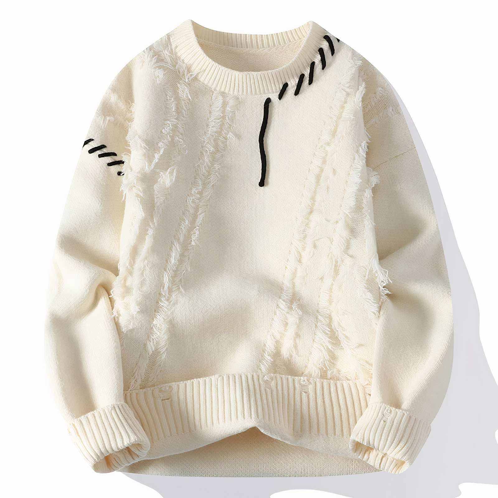 Julien Pull Homme – Sweater Patchwork en Maille Douce, Style Moderne pour Automne & Hiver