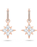 Felicity Boucles d'Oreilles Femme – Mini Créoles Étoile Plaquées Or Rose avec Cristaux