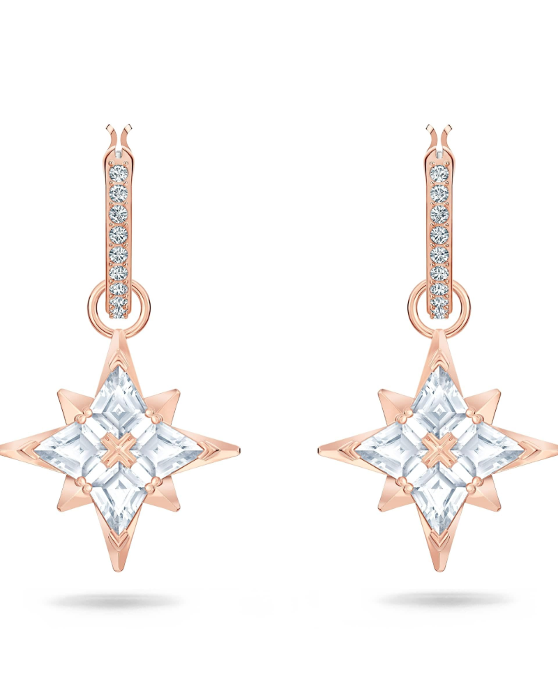 Felicity Boucles d'Oreilles Femme – Mini Créoles Étoile Plaquées Or Rose avec Cristaux