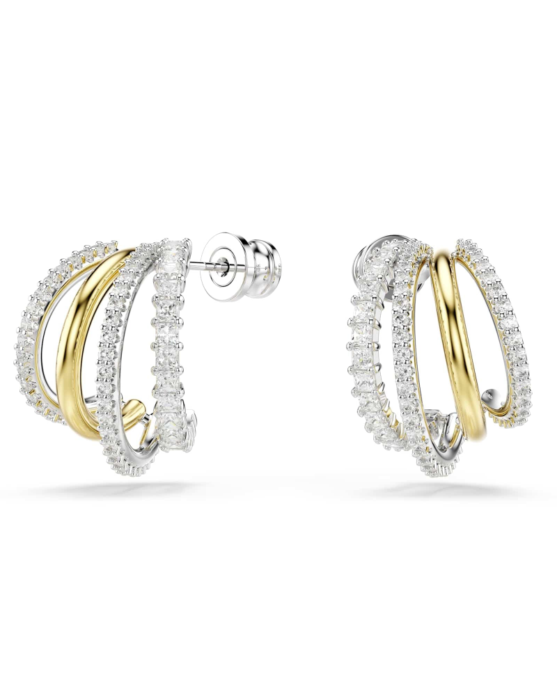 Giselle Boucles d'Oreilles Femme – Créoles Multiples Bicolores Zirconias Taille Ronde et Carrée