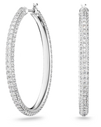 Savannah Boucles d'Oreilles Femme – Créoles Pavées de Cristaux Plaquées Rhodium Élégantes