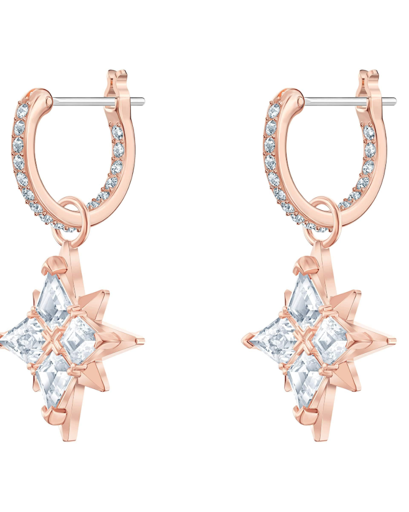 Felicity Boucles d'Oreilles Femme – Mini Créoles Étoile Plaquées Or Rose avec Cristaux