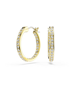 Elise Boucles d'Oreilles Femme – Créoles Plaquées Rhodium Pavées de Cristaux Transparents