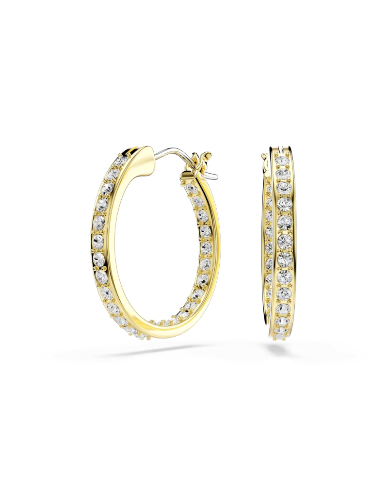Elise Boucles d'Oreilles Femme – Créoles Plaquées Rhodium Pavées de Cristaux Transparents