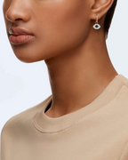 Pendientes Penelope para mujer – Aros chapados en oro rosa colgante ojo con cristales incrustados