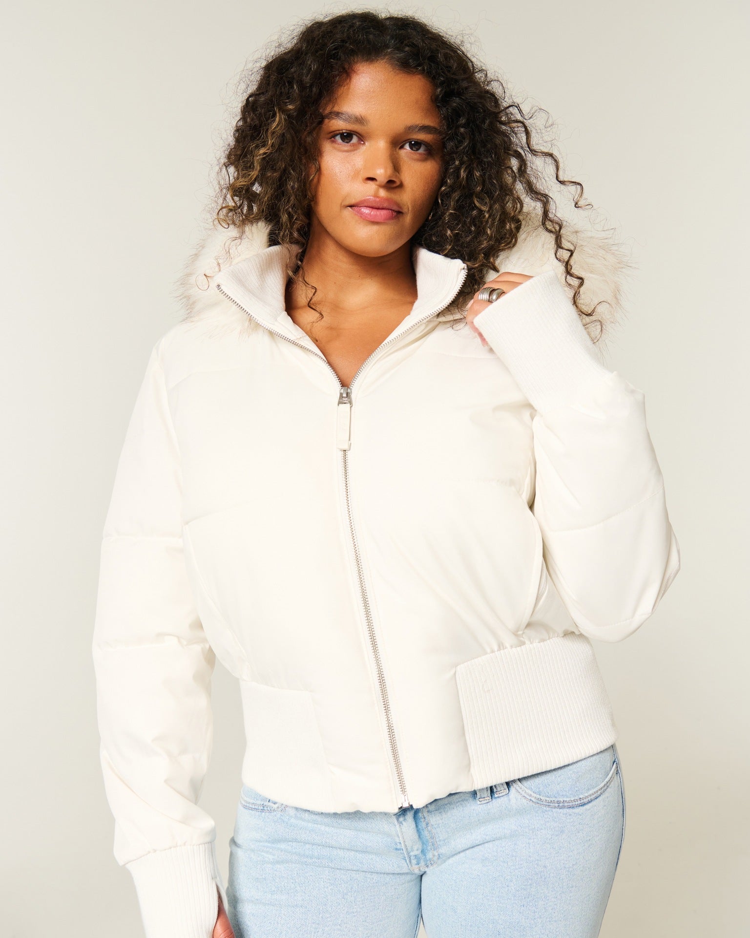 Natalie Manteau d'Hiver Femme – Veste Matelassée Chaude avec Capuche Amovible et Col en Fausse Fourrure