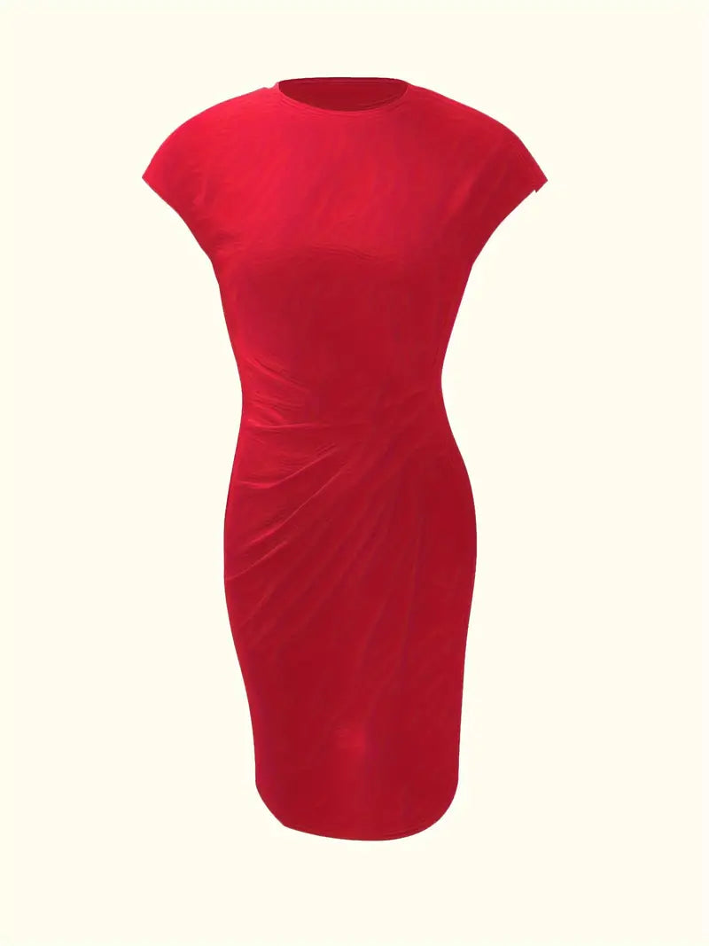 Brezly Robe Midi Femme – Robe Élégante à Coupe Flatteuse avec Col Rond & Style Intemporel