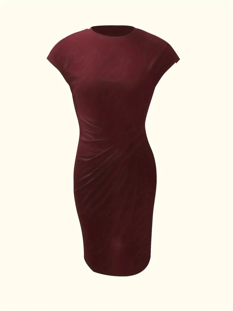 Brezly Robe Midi Femme – Robe Élégante à Coupe Flatteuse avec Col Rond & Style Intemporel