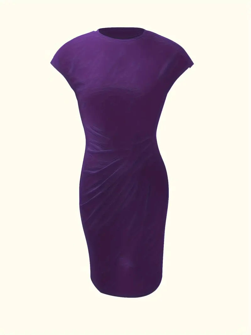 Brezly Robe Midi Femme – Robe Élégante à Coupe Flatteuse avec Col Rond & Style Intemporel