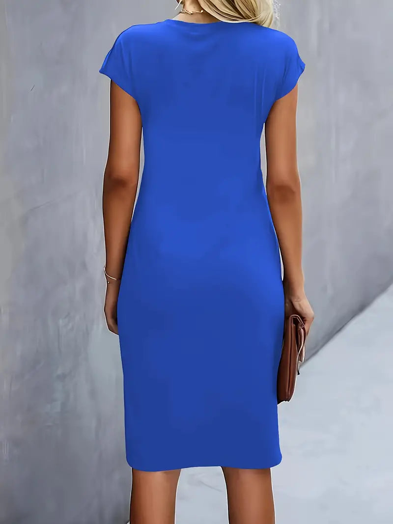 Brezly Robe Midi Femme – Robe Élégante à Coupe Flatteuse avec Col Rond & Style Intemporel