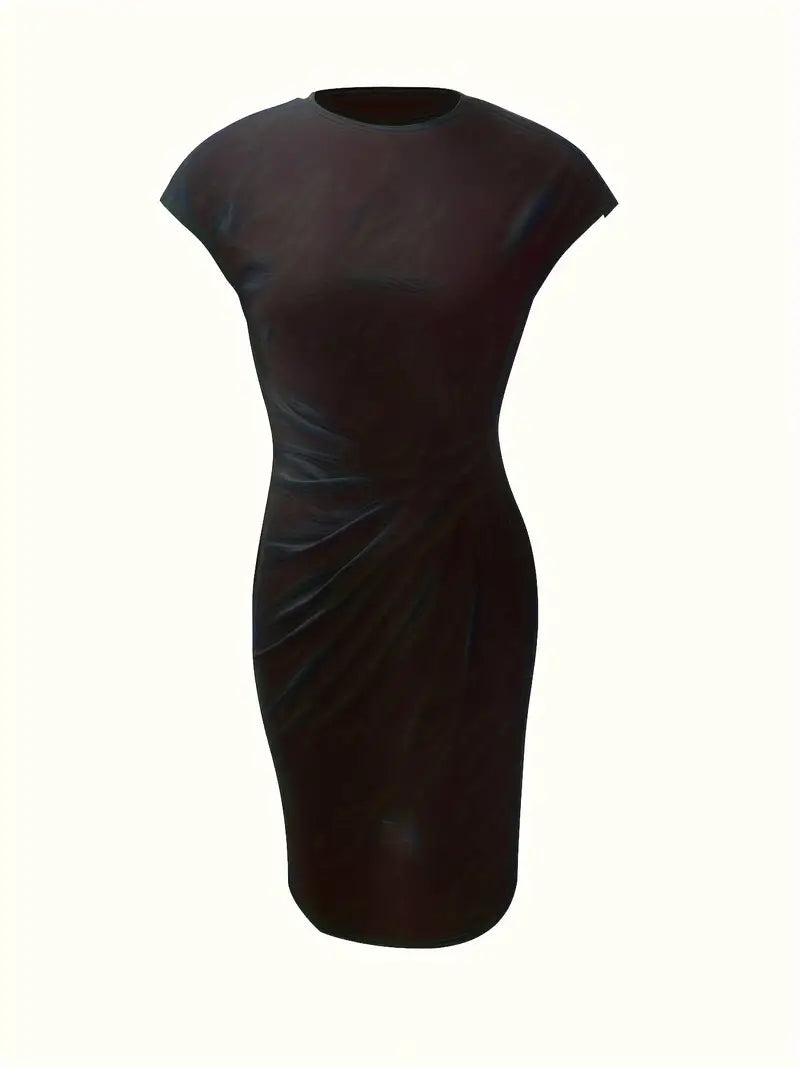 Brezly Robe Midi Femme – Robe Élégante à Coupe Flatteuse avec Col Rond & Style Intemporel