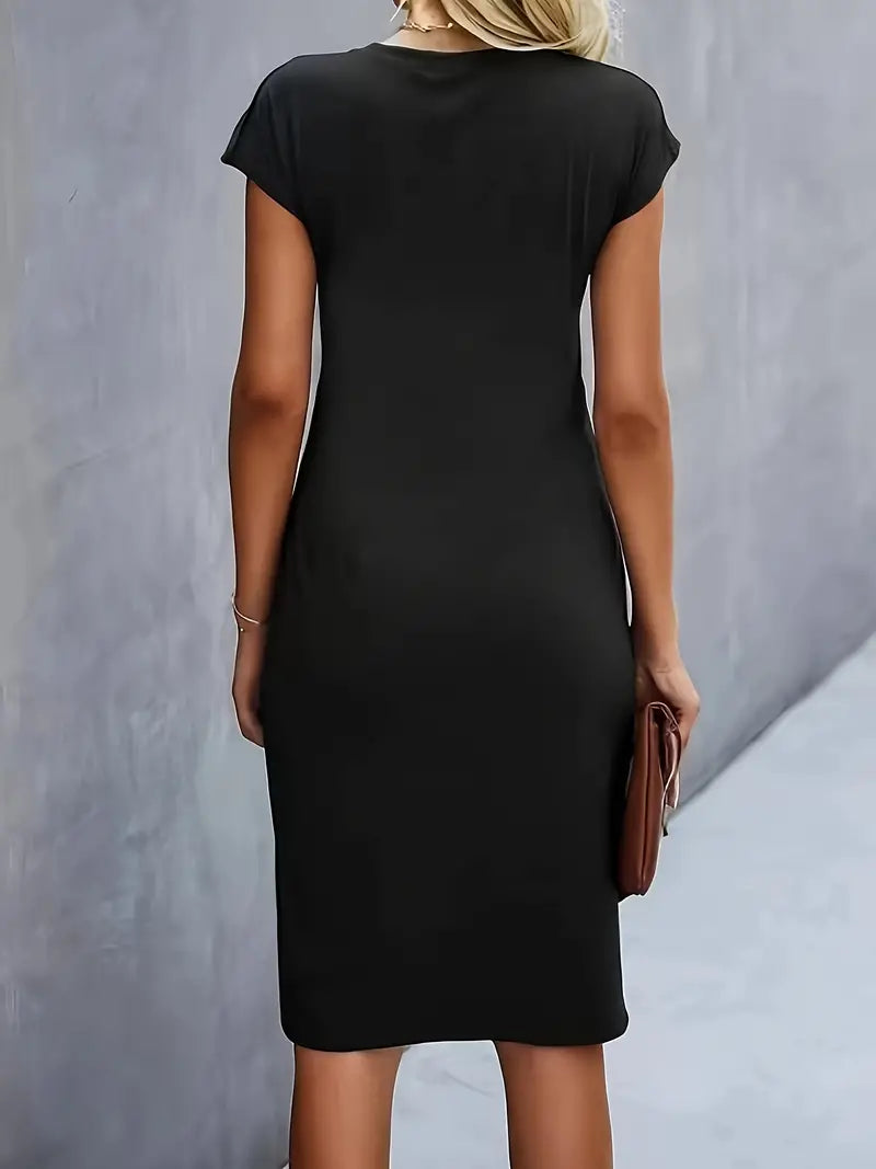 Brezly Robe Midi Femme – Robe Élégante à Coupe Flatteuse avec Col Rond & Style Intemporel