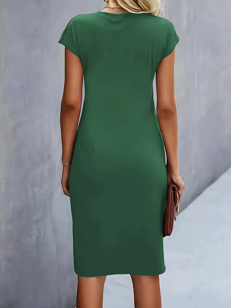 Brezly Robe Midi Femme – Robe Élégante à Coupe Flatteuse avec Col Rond & Style Intemporel