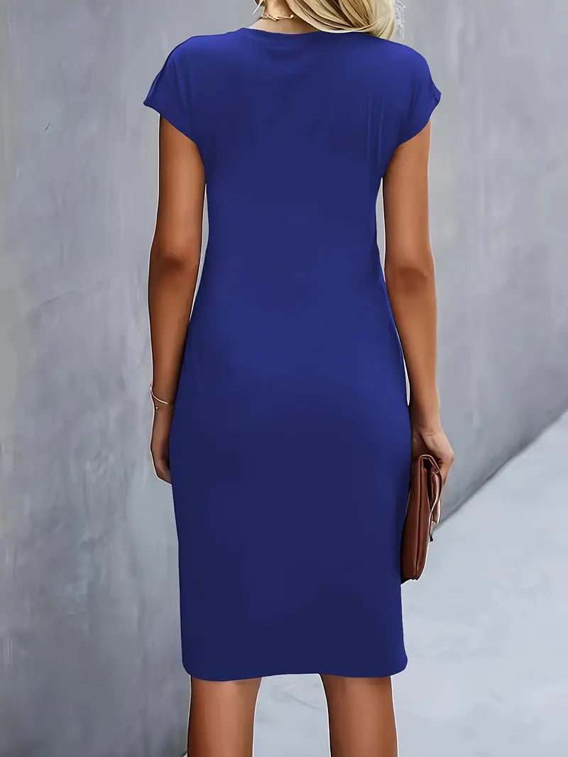 Brezly Robe Midi Femme – Robe Élégante à Coupe Flatteuse avec Col Rond & Style Intemporel