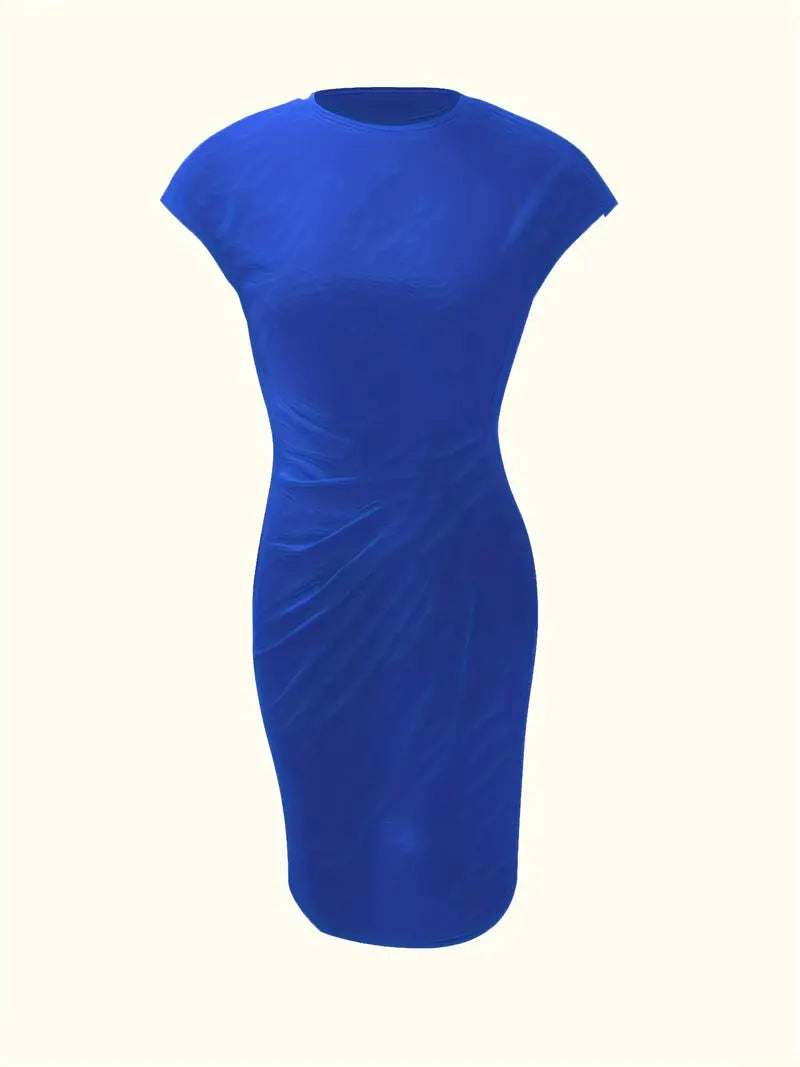 Brezly Robe Midi Femme – Robe Élégante à Coupe Flatteuse avec Col Rond & Style Intemporel
