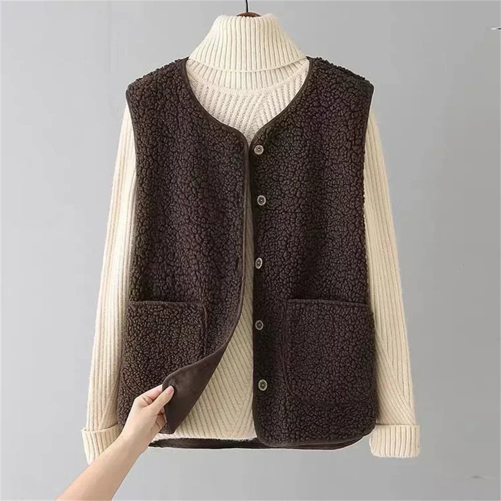 Isabella Gilet Femme Sans Manches – Gilet Sherpa Chaud et Léger Effet Laine de Mouton
