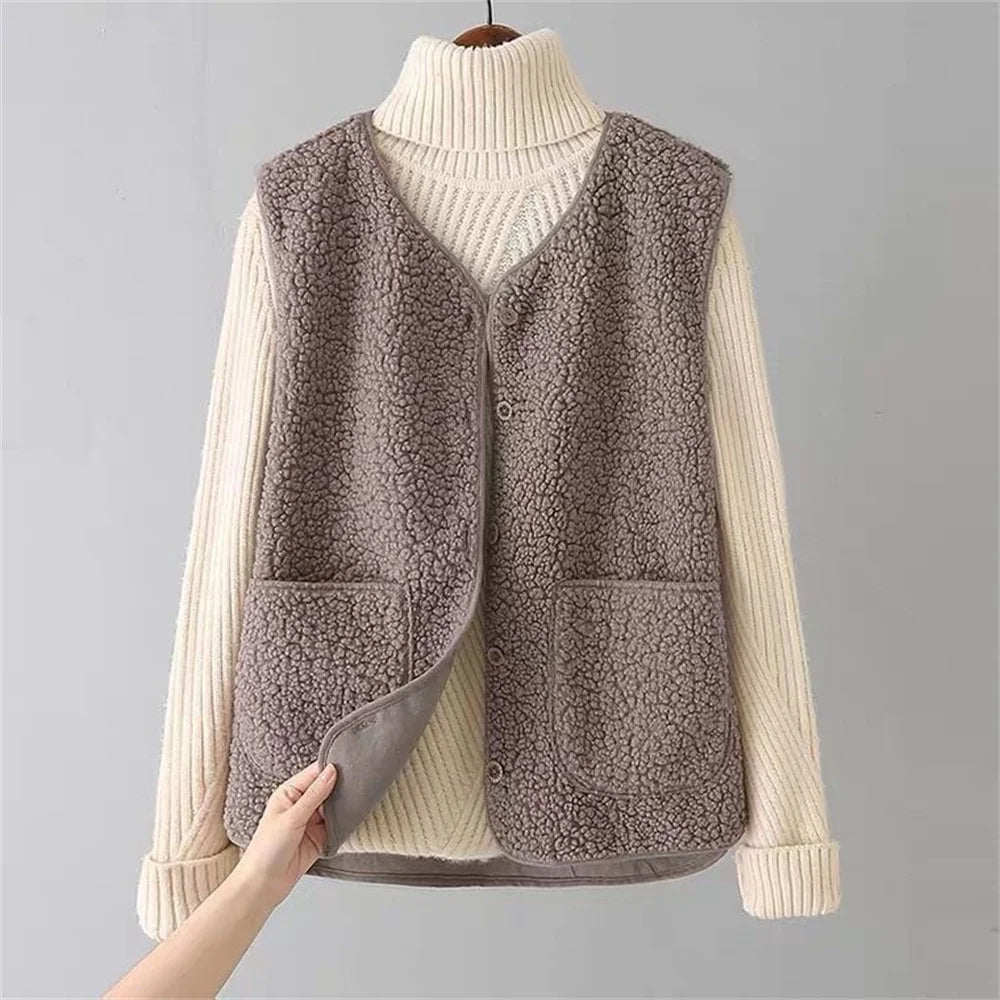Isabella Gilet Femme Sans Manches – Gilet Sherpa Chaud et Léger Effet Laine de Mouton