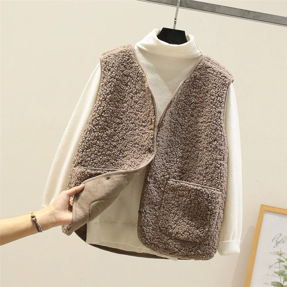 Isabella Gilet Femme Sans Manches – Gilet Sherpa Chaud et Léger Effet Laine de Mouton
